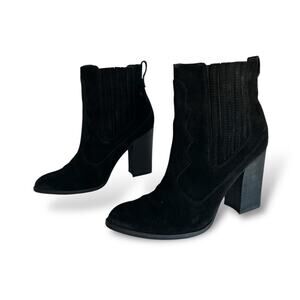Dolce Vita Conway Black Suede Cowboy Ankle Booties Sz 8